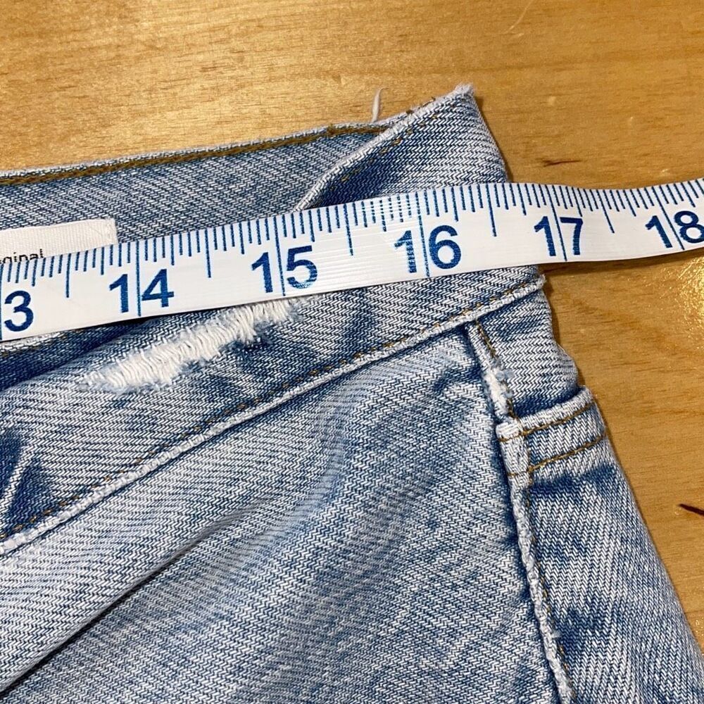 Frame Womens Button Fly Le Original Distressed Cropped Jeans Clash Blue Size 33 - Picture 11 of 13